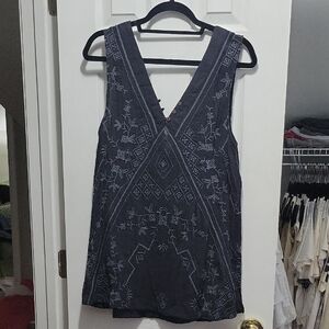 Free People Black Embroidered V-Neck Dress